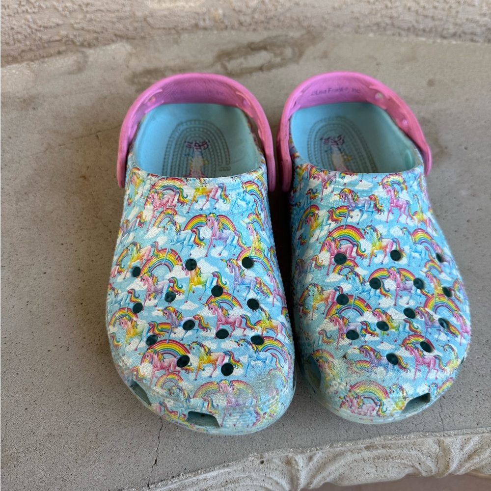 CROCS Pink and Blue Sandals with Playful Design